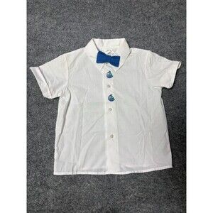 Michael James Button Up Shirt Boys 4 T White Sa Vintage 90s Blue Bowtie